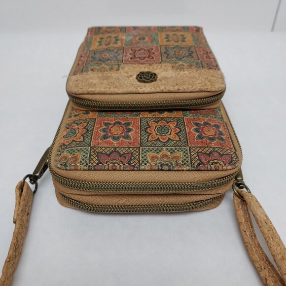 Cork Crossbody Bag Women Small Unique Purse 3 Zip Pockets Phone Case Travel Boho - Picture 5 of 16